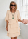 solid Color Round Neck Tiered Patchwork Dress