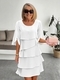 solid Color Round Neck Tiered Patchwork Dress