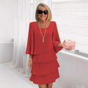 elegant Tiered Round Neck Loose Fit Summer Dress