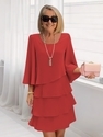 elegant Tiered Round Neck Loose Fit Summer Dress