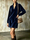 velvet Stand Collar V-Neck Long Sleeve Loose Dress