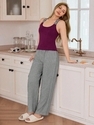 striped Knit Cami Vest And Woven Pants Loungewear Set