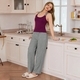 striped Knit Cami Vest And Woven Pants Loungewear Set