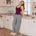 striped Knit Cami Vest And Woven Pants Loungewear Set