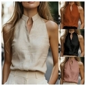 minimalist Stand Collar Sleeveless Tank Top For Women