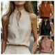 minimalist Stand Collar Sleeveless Tank Top For Women
