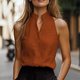 minimalist Stand Collar Sleeveless Tank Top For Women