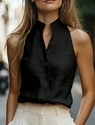 minimalist Stand Collar Sleeveless Tank Top For Women