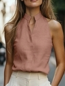 minimalist Stand Collar Sleeveless Tank Top For Women