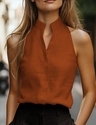 minimalist Stand Collar Sleeveless Tank Top For Women
