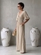 european Style Women's Long Wide Leg Jumpsuit With Bubble Sleeves