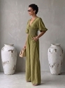 european Style Women's Long Wide Leg Jumpsuit With Bubble Sleeves