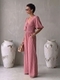 european Style Women's Long Wide Leg Jumpsuit With Bubble Sleeves