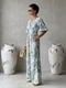 european Style Women's Long Wide Leg Jumpsuit With Bubble Sleeves
