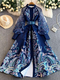 vintage Mesh Spliced Printed Lantern Sleeve Dress