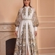 vintage Mesh Spliced Printed Lantern Sleeve Dress