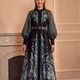 vintage Mesh Spliced Printed Lantern Sleeve Dress