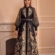 vintage Mesh Spliced Printed Lantern Sleeve Dress