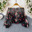 elegant French Embroidered Long-Sleeve T-Shirt For Women