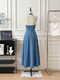 blue elegant Halter Neck Sleeveless Denim Dress