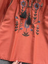 bohemian Vintage Embroidered Print Long Sleeve Shirt Women Loose Casual French Style Doll Top