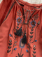 bohemian Vintage Embroidered Print Long Sleeve Shirt Women Loose Casual French Style Doll Top