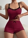 women's Lace Camisole And Shorts Pajama Set