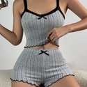 women's Lace Camisole And Shorts Pajama Set