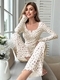 Damen langärmeliges florales Pyjama-Set mit Rollsaum