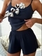 Damen einfarbiges Cami- und Shorts-Loungewear-Pyjama-Set