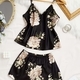 satin Cami Nightdress Set Women V-Neck Printed Loungewear