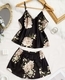 satin Cami Nightdress Set Women V-Neck Printed Loungewear