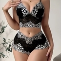 lace Three-Piece Lingerie Set With Suspender Shorts