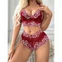 lace Three-Piece Lingerie Set With Suspender Shorts