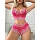 lace Three-Piece Lingerie Set With Suspender Shorts