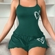 heart Print Cami Top And Shorts Pajama Lounge Set