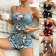 women's Ice Silk Pajama Set Floral Print Two-Piece