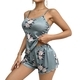 women's Ice Silk Pajama Set Floral Print Two-Piece