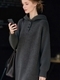 hooded Long Knit Dress With Four-Button Detail Plus Size