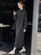 hooded Long Knit Dress With Four-Button Detail Plus Size