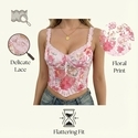 lace Embroidered Floral Fishbone Corset Waist Trainer Top