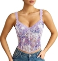lace Embroidered Floral Fishbone Corset Waist Trainer Top