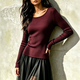 ribbed Knit Slim Fit Long Sleeve Women's Top