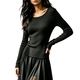 ribbed Knit Slim Fit Long Sleeve Women's Top