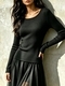 ribbed Knit Slim Fit Long Sleeve Women's Top