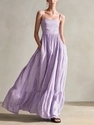 striped Woven Sleeveless Spaghetti Strap Long Dress