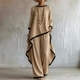 cotton-Linen Irregular Long-Sleeve Top And Wide-Leg Pants Two-Piece Set