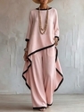cotton-Linen Irregular Long-Sleeve Top And Wide-Leg Pants Two-Piece Set