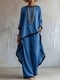 cotton-Linen Irregular Long-Sleeve Top And Wide-Leg Pants Two-Piece Set