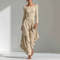 off-Shoulder Slim Fit Top With Wide Leg Pants Two-Piece Set
